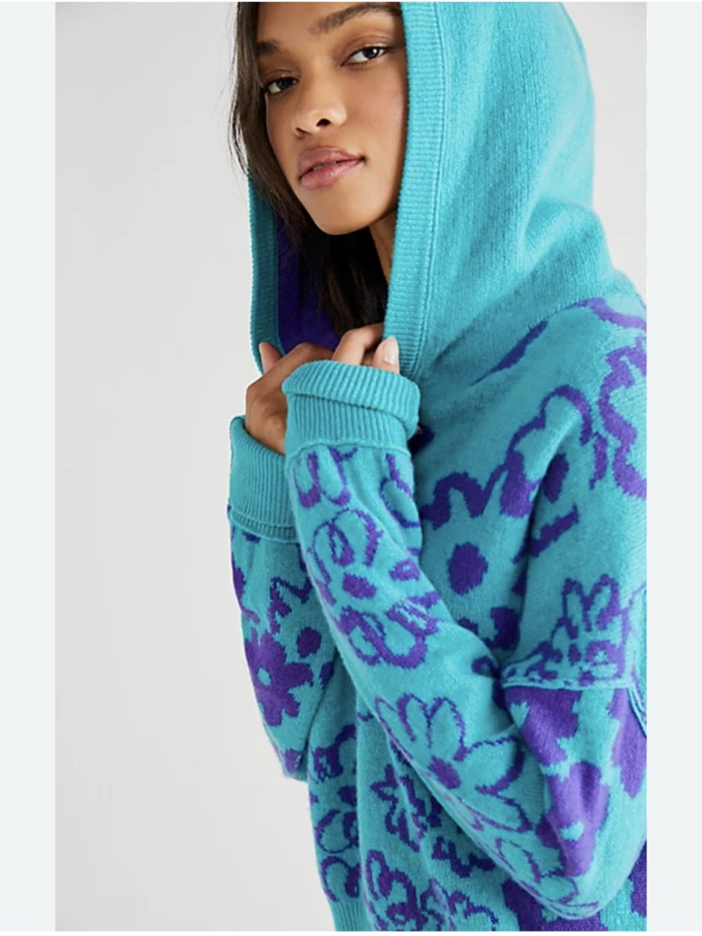 Free people cropped cashmere sweater  with hood sz xs